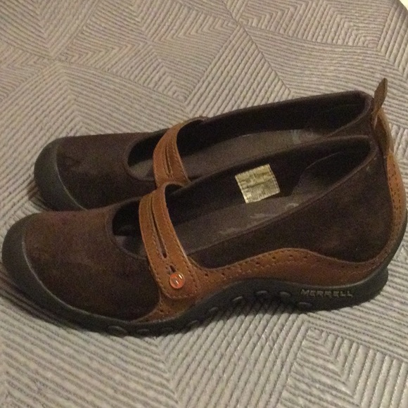 Merrell size 8 brown leather and suede Mary Jane shoes for women - Picture 8 of 11